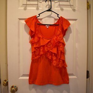 Bongo Coral Pink Shirt with Ruffles Size Medium